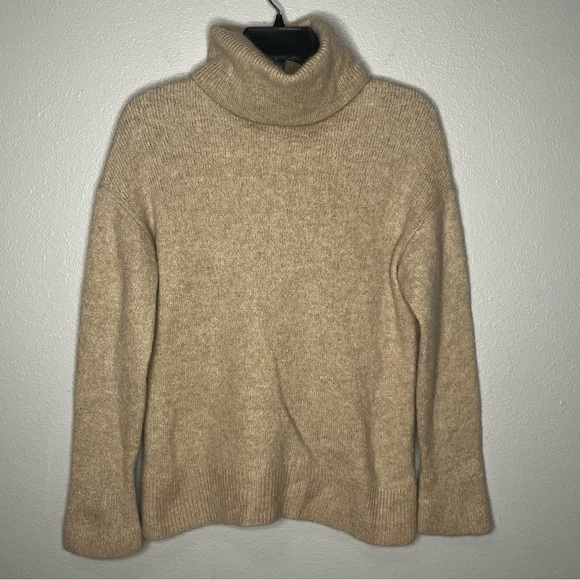 Rails Turtleneck Sweater Wool Cashmere Silk Blend Women Medium Tan Long Sleeve - Picture 1 of 7
